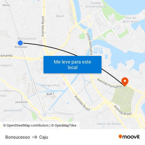 Bonsucesso to Caju map