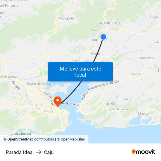 Parada Ideal to Caju map