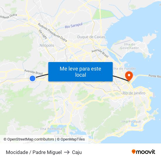 Mocidade / Padre Miguel to Caju map
