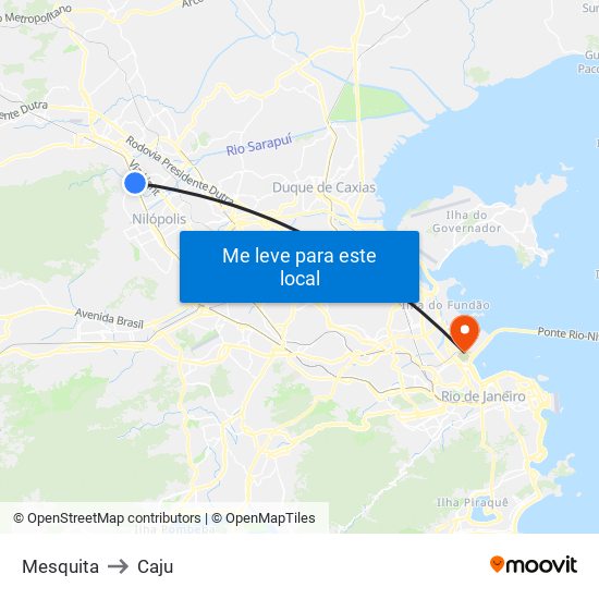 Mesquita to Caju map