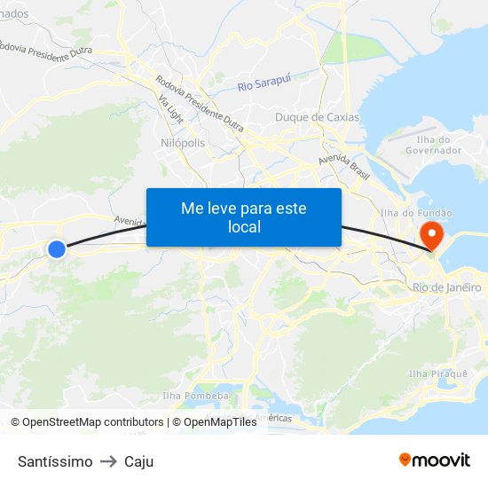 Santíssimo to Caju map
