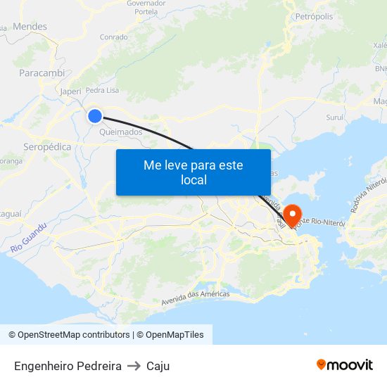 Engenheiro Pedreira to Caju map