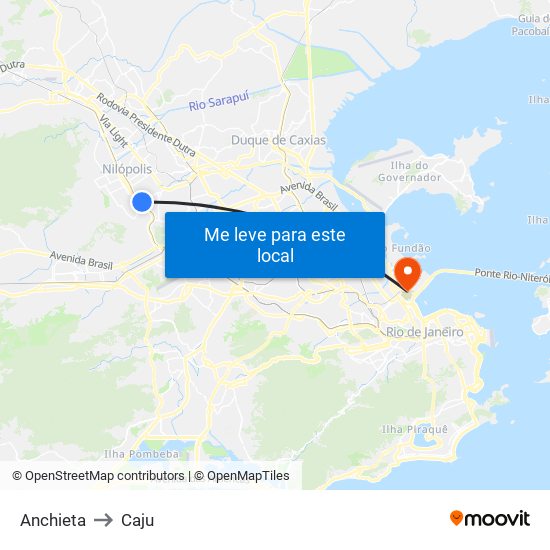 Anchieta to Caju map
