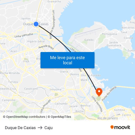 Duque De Caxias to Caju map