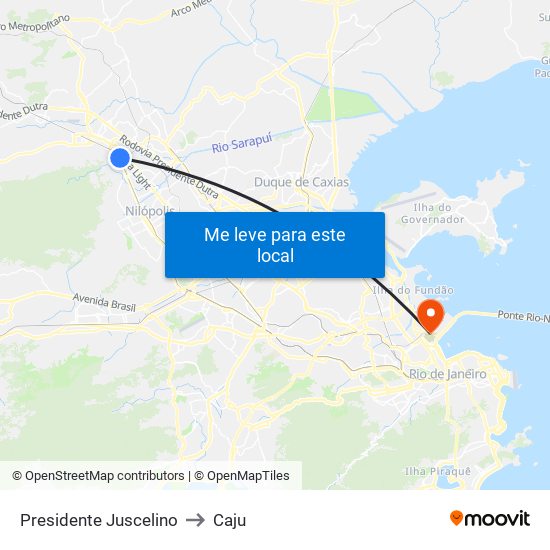 Presidente Juscelino to Caju map