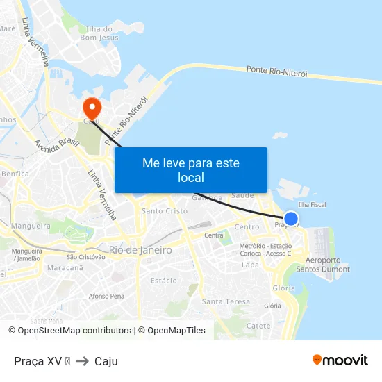 Praça XV ⛴ to Caju map