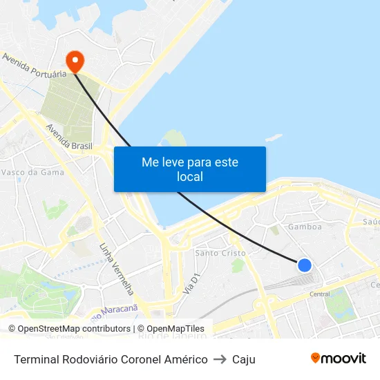 Terminal Rodoviário Coronel Américo to Caju map