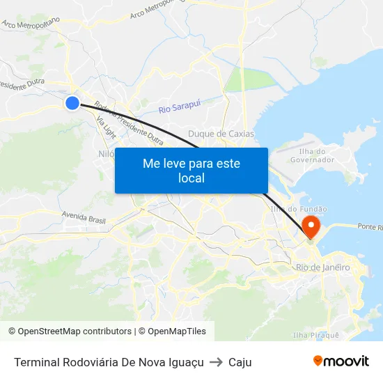 Terminal Rodoviária De Nova Iguaçu to Caju map