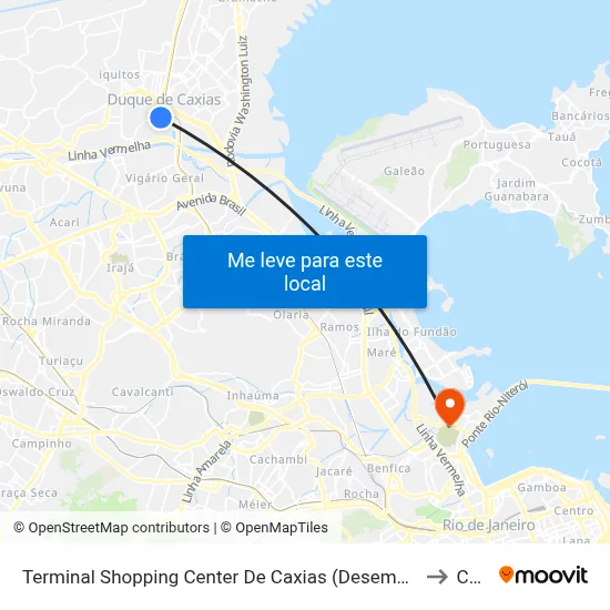 Terminal Shopping Center De Caxias (Desembarque) to Caju map