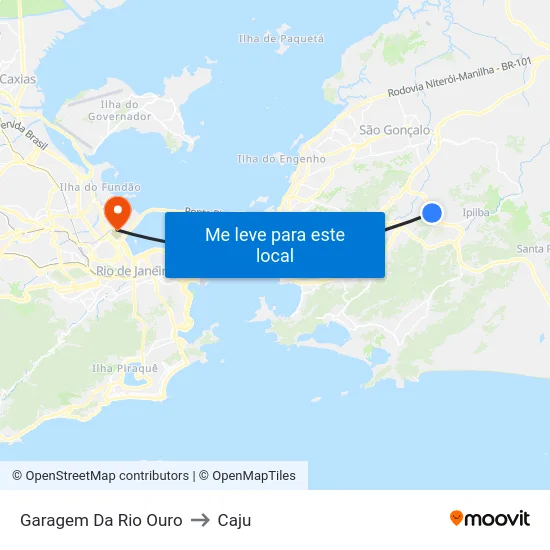 Garagem Da Rio Ouro to Caju map