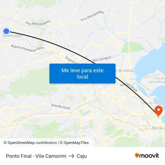 Ponto Final - Vila Camorim to Caju map