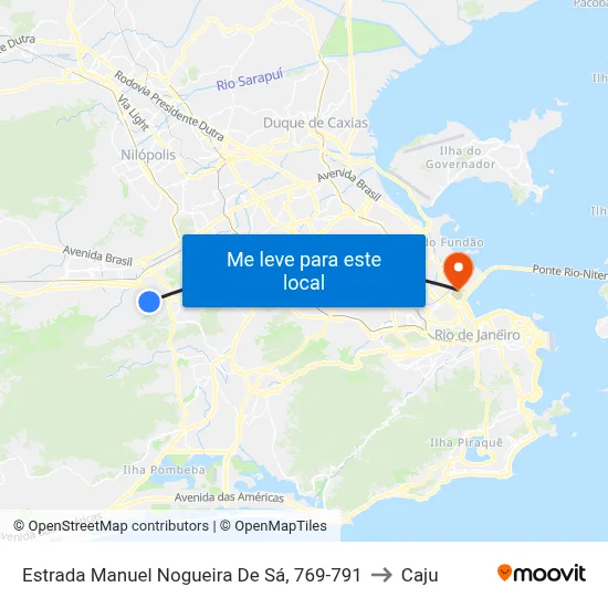 Estrada Manuel Nogueira De Sá, 769-791 to Caju map