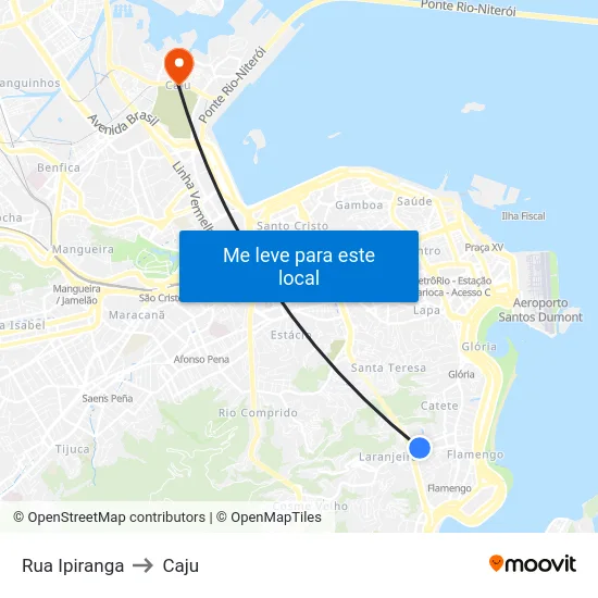 Rua Ipiranga to Caju map