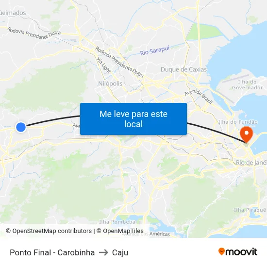 Ponto Final - Carobinha to Caju map