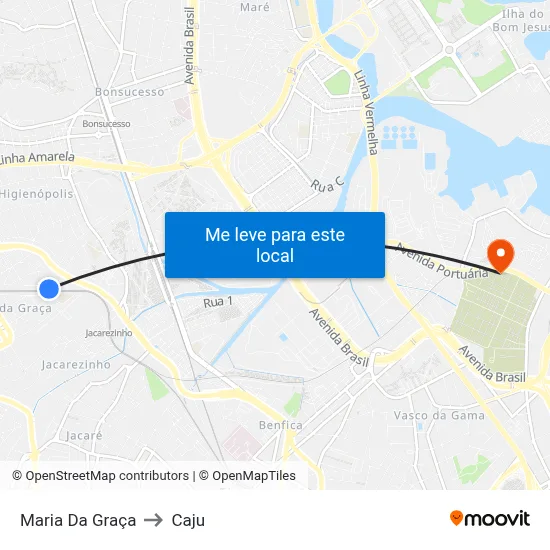 Maria Da Graça to Caju map