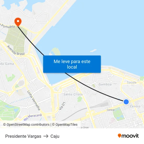 Presidente Vargas to Caju map