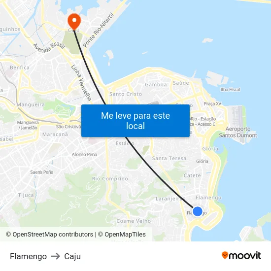 Flamengo to Caju map