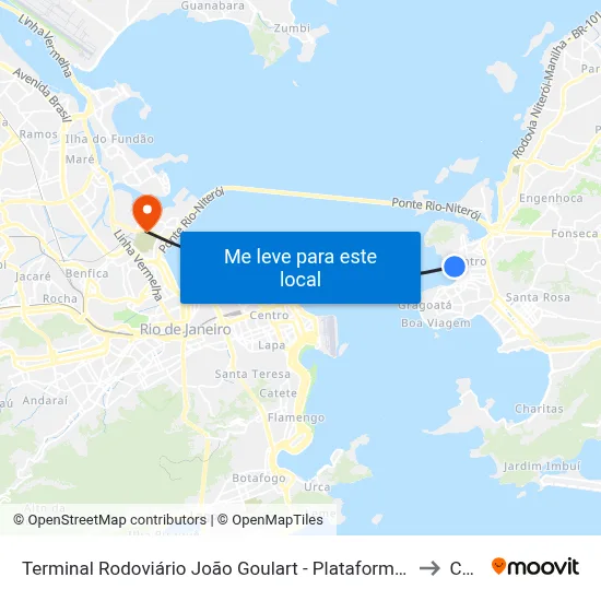 Terminal Rodoviário João Goulart - Plataforma Rosa to Caju map
