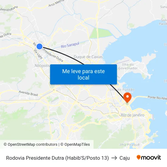 Rodovia Presidente Dutra (Habib'S/Posto 13) to Caju map