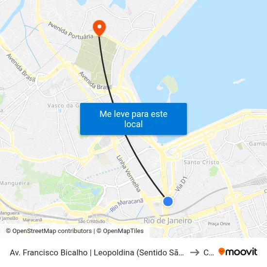 Av. Francisco Bicalho | Leopoldina (Sentido São Cristóvão / Rodoviária) to Caju map
