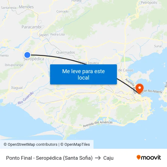 Ponto Final - Seropédica (Santa Sofia) to Caju map
