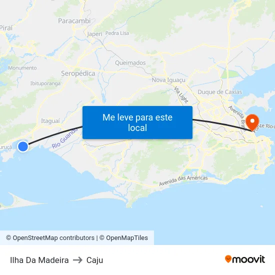 Ilha Da Madeira to Caju map