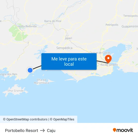 Portobello Resort to Caju map