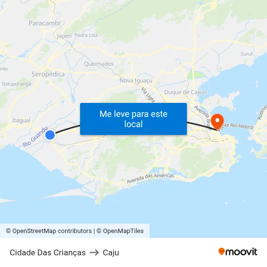 Cidade Das Crianças to Caju map