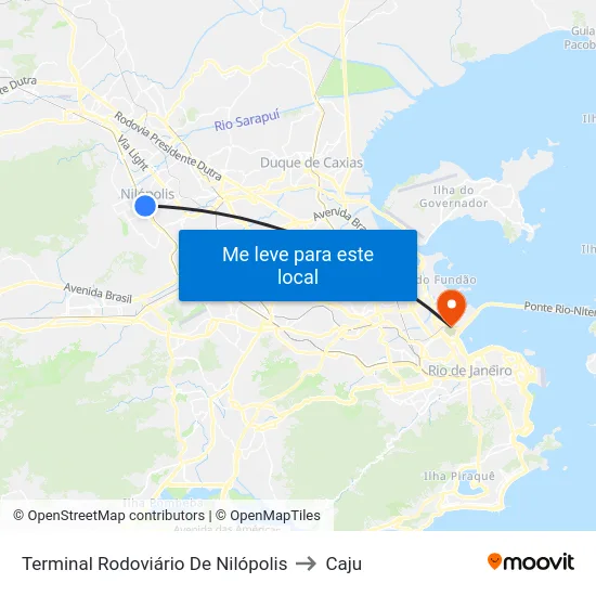 Terminal Rodoviário De Nilópolis to Caju map
