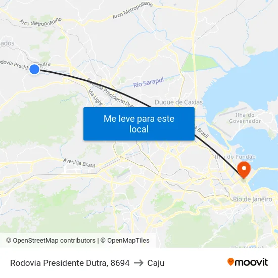 Rodovia Presidente Dutra, 8694 to Caju map