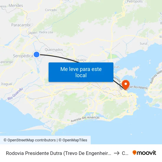 Rodovia Presidente Dutra (Trevo De Engenheiro Pedreira) to Caju map