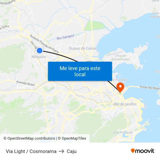Via Light / Cosmorama to Caju map