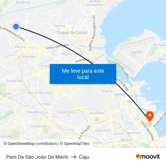 Pam De São João De Meriti to Caju map