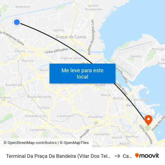Terminal Da Praça Da Bandeira (Vilar Dos Teles) to Caju map