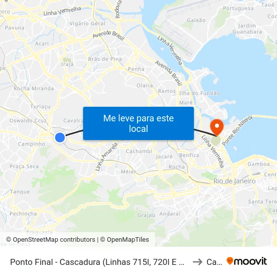Ponto Final - Cascadura (Linhas 715l, 720l E 734l) to Caju map