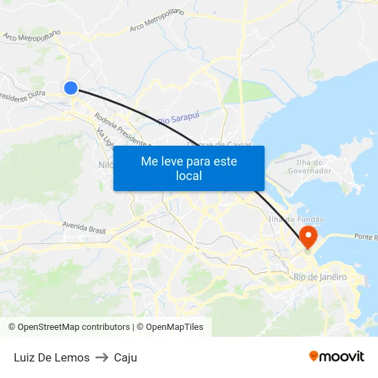 Luiz De Lemos to Caju map