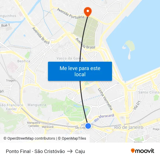 Ponto Final - São Cristóvão to Caju map