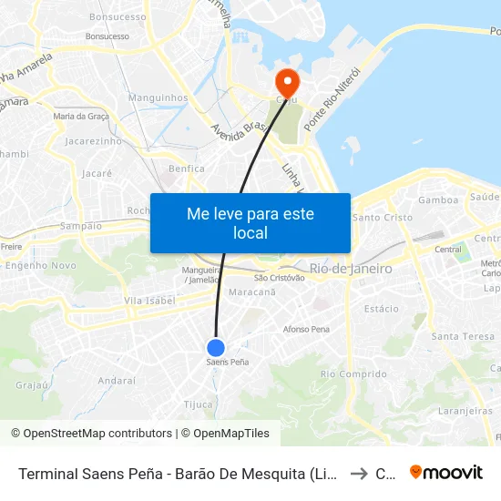 Terminal Saens Peña - Barão De Mesquita (Linha 639) to Caju map