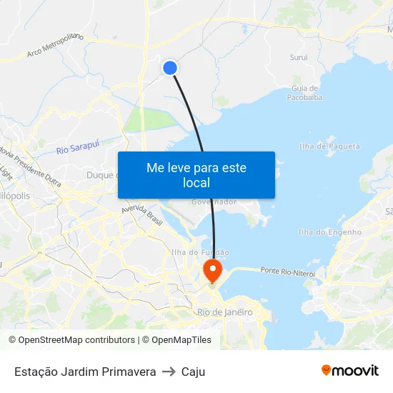 Estação Jardim Primavera to Caju map