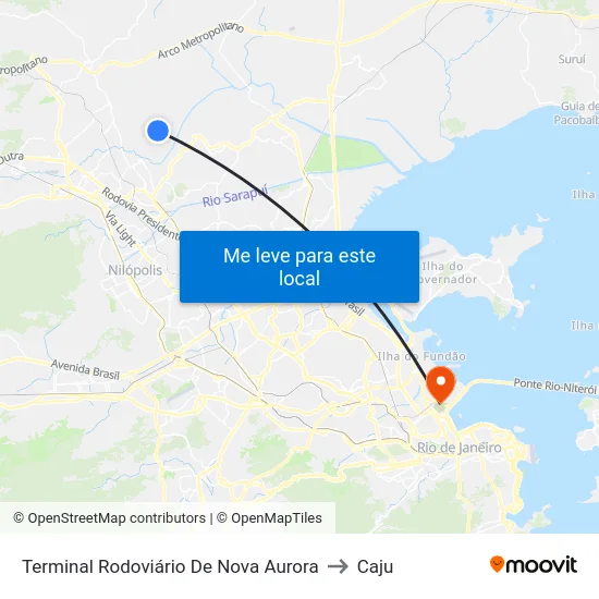 Terminal Rodoviário De Nova Aurora to Caju map