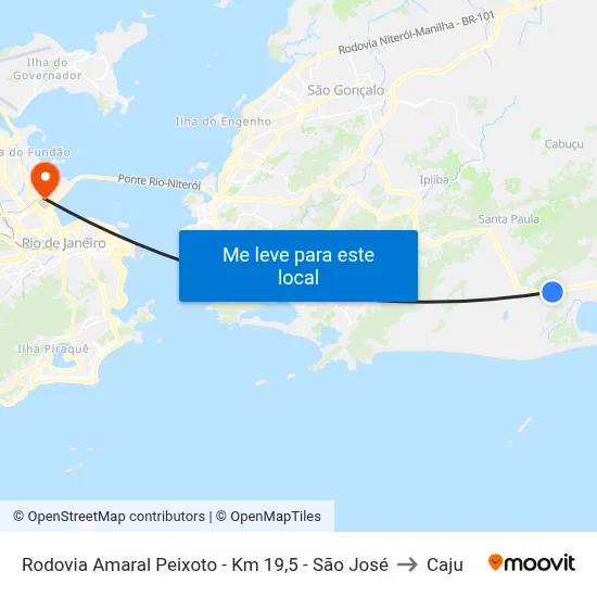 Rodovia Amaral Peixoto - Km 19,5 - São José to Caju map