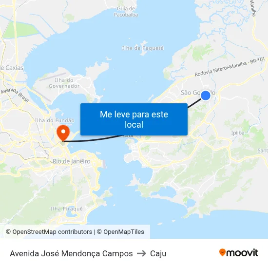 Avenida José Mendonça Campos to Caju map