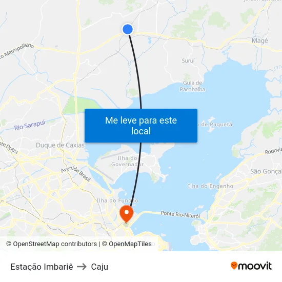 Estação Imbariê to Caju map