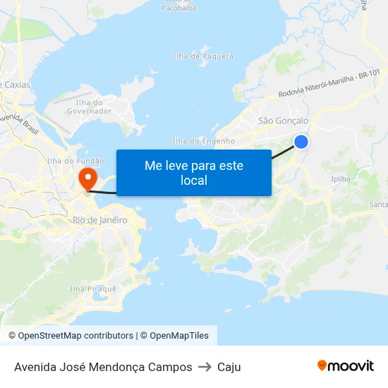 Avenida José Mendonça Campos to Caju map
