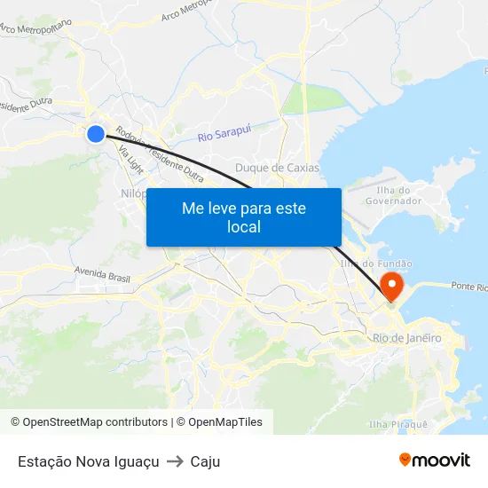 Estação Nova Iguaçu to Caju map