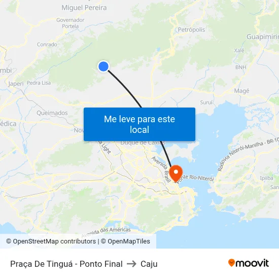 Praça De Tinguá - Ponto Final to Caju map