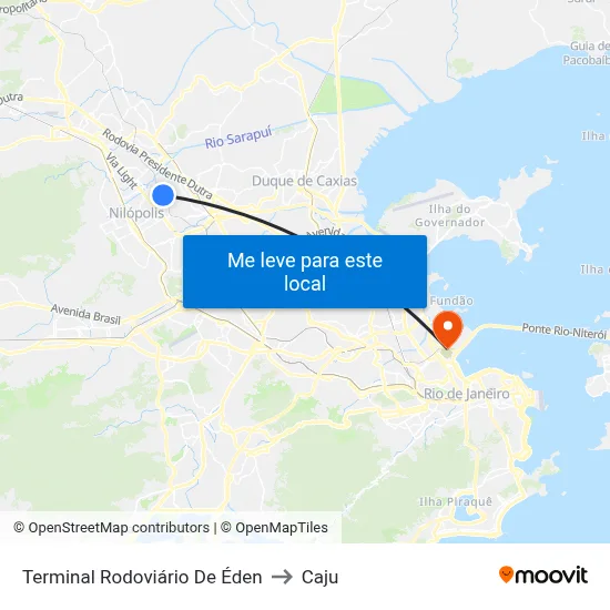 Terminal Rodoviário De Éden to Caju map
