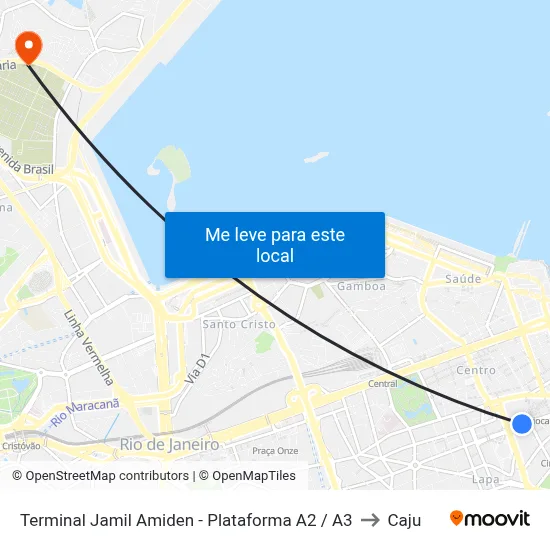 Terminal Jamil Amiden - Plataforma A2 / A3 to Caju map