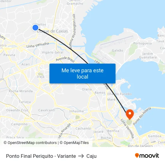 Ponto Final Periquito - Variante to Caju map