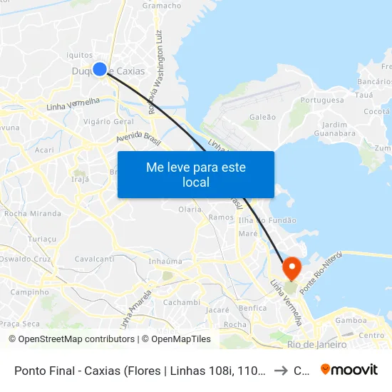 Ponto Final - Caxias (Flores | Linhas 108i, 110i E 438i) to Caju map